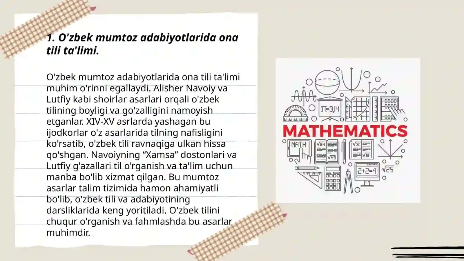 Oliy va o'rta maxsus ta'limda ona tili, matematika, tabiatshunoslik, texnologiya ta'limi va tarbiyasida mutafakkirlar merosini ilmiy-ijodiy o'rganish 3