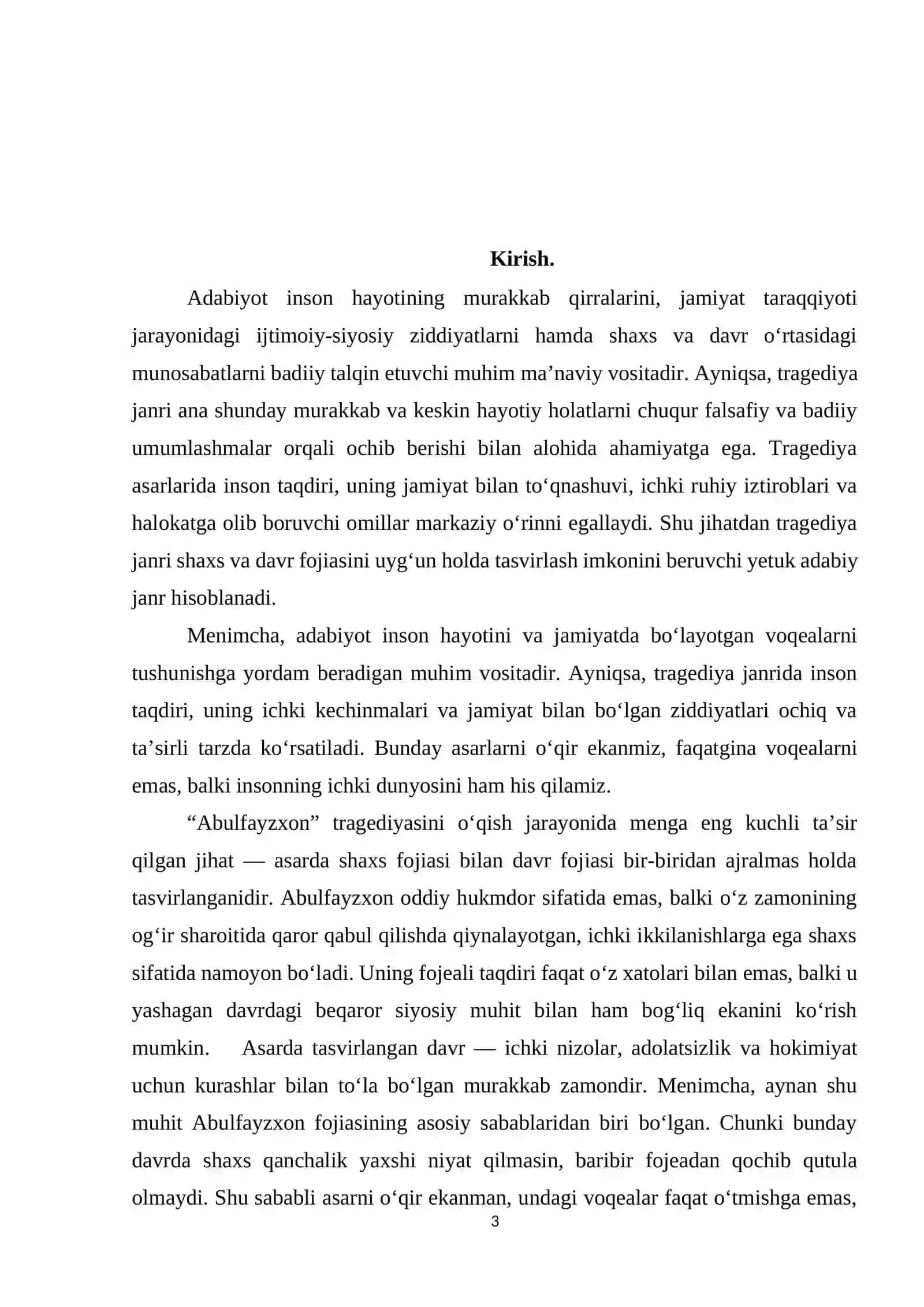 O‘zbek adabiyoti va uni o‘qitish metodikasi kurs ishi 3