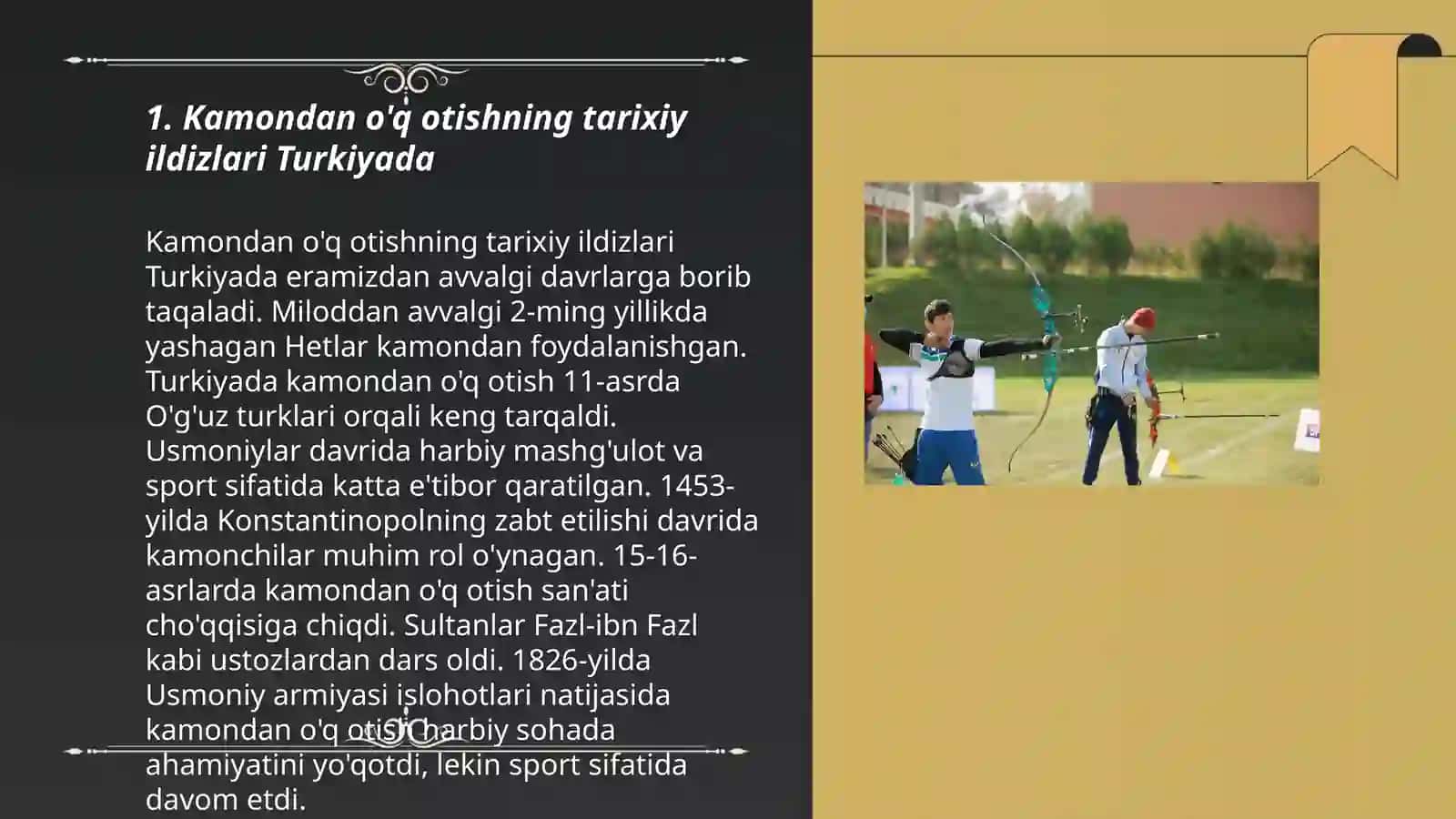 Turkiya Respublikasida kamondan o'q otish sport turini tarixi va rivojlanishi 3