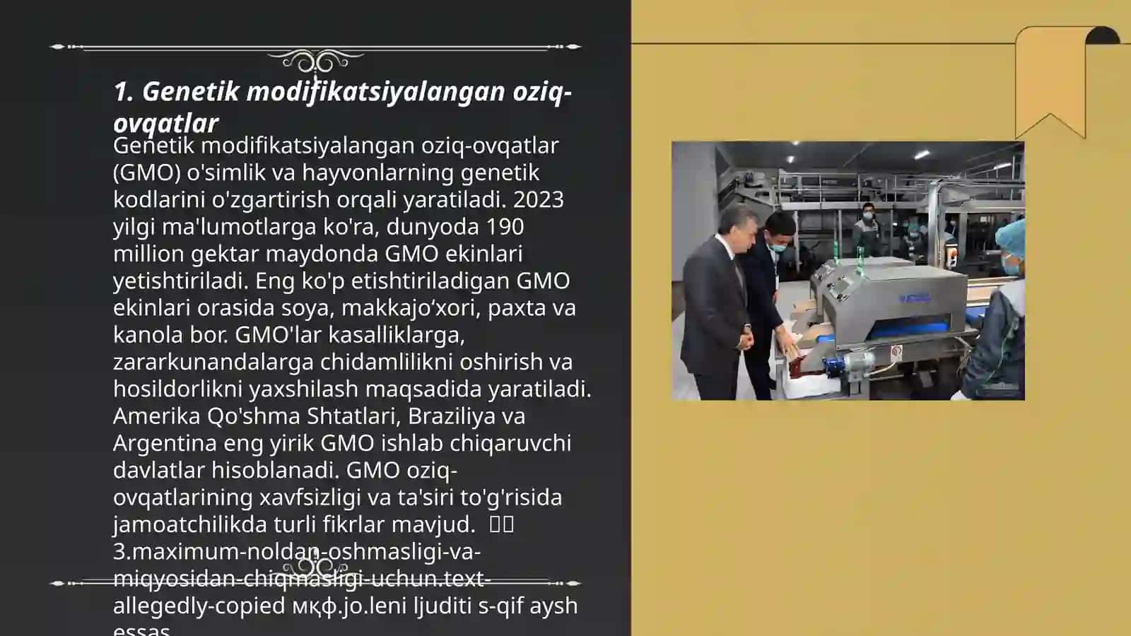 Oziq ovqat ishlab chiqarish texnologiyalari 3