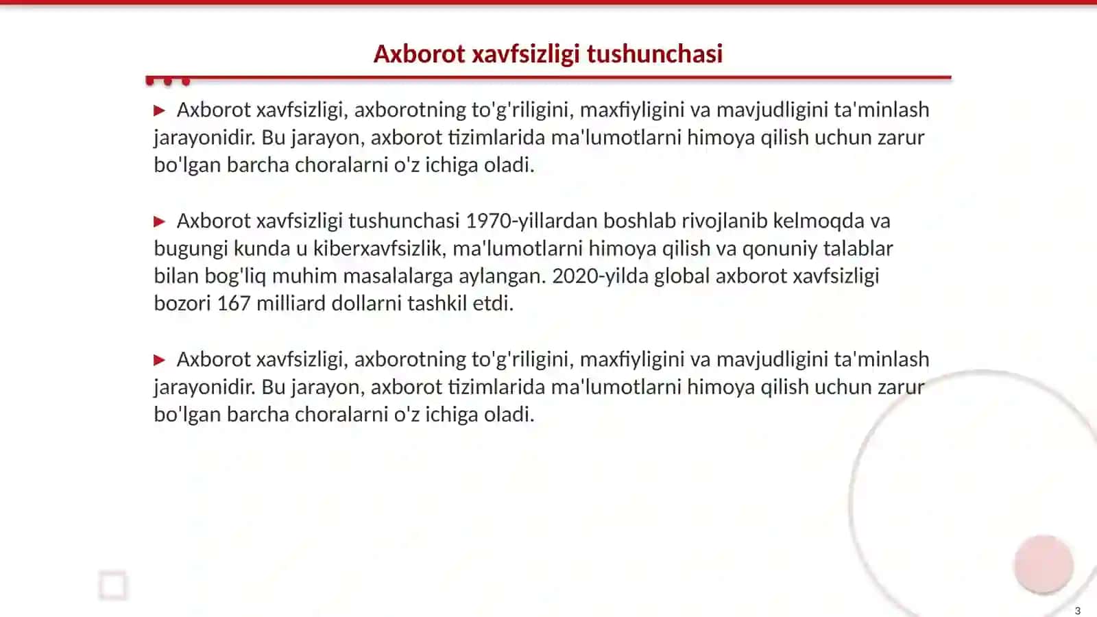 Axborot xavfsizligi va himoyalash usullari mavzusida ijodiy ishlash 3