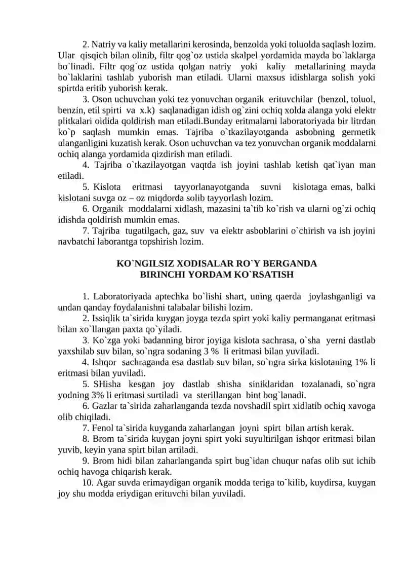 Fizik kimyo laboratoriyasida ishlash qoidalari 3