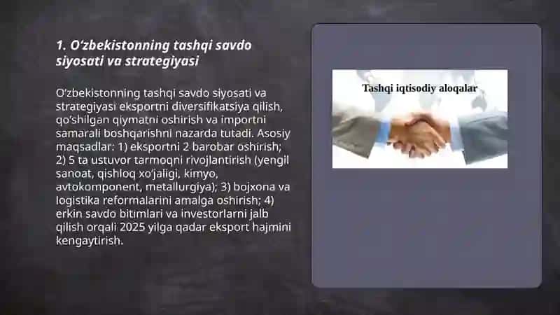 Oʻzbekistonning tashqi savdo siyosati va strategiyasi 3