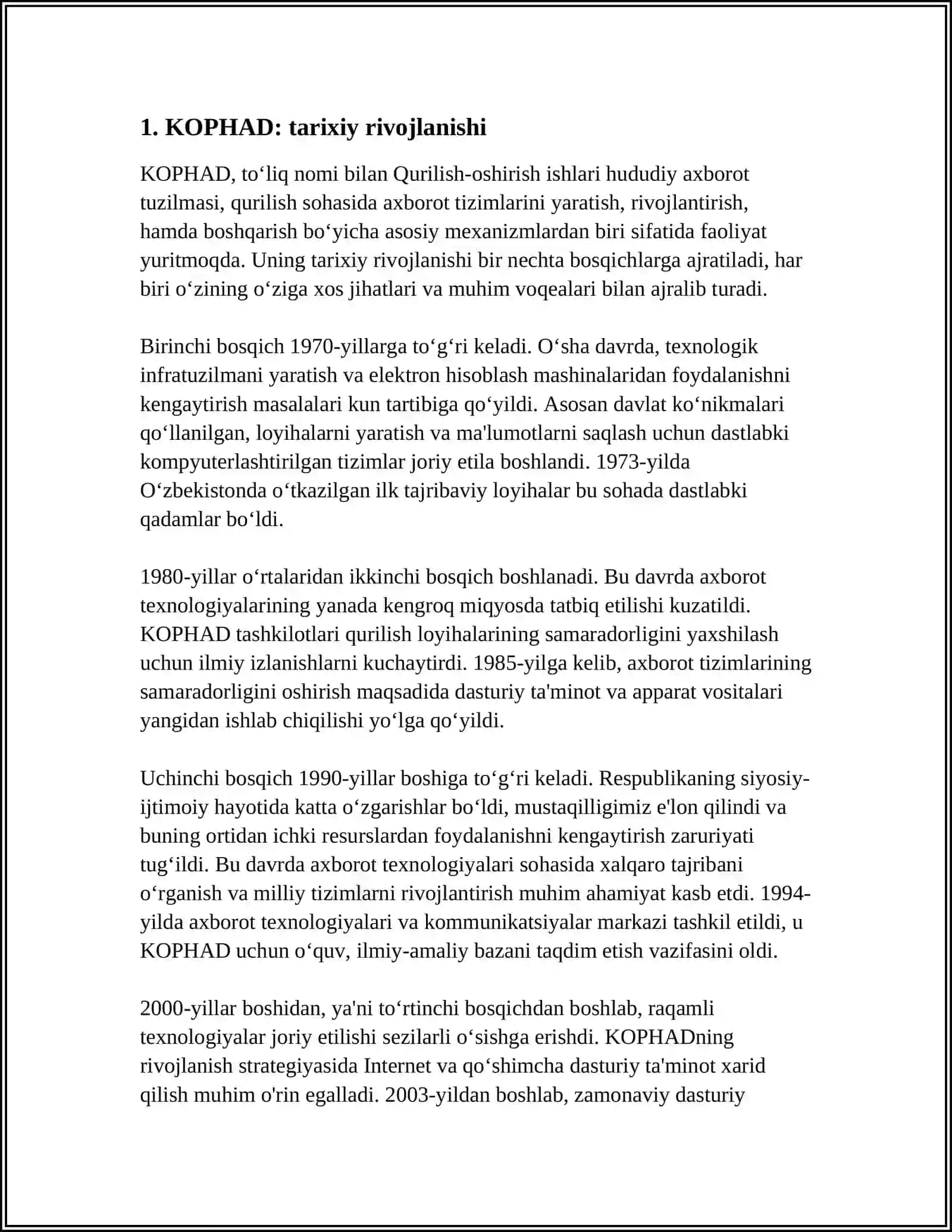 KOPHAD: tarixiy rivojlanishi 3