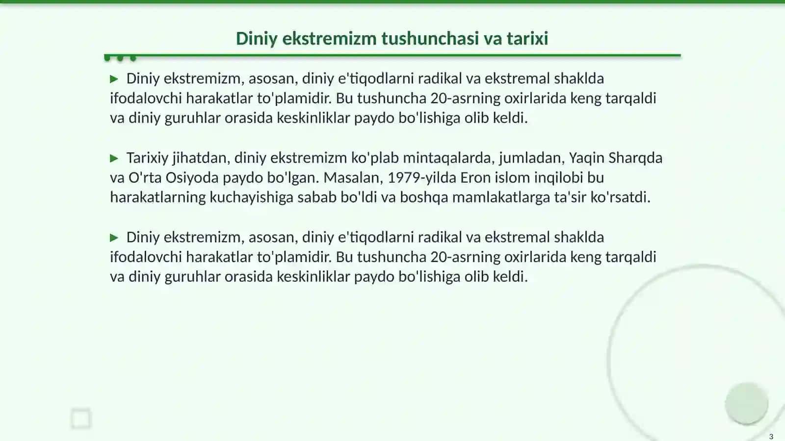 Diniy ekstremizm va terrorizmning mintaqada paydo bo’lishi 3