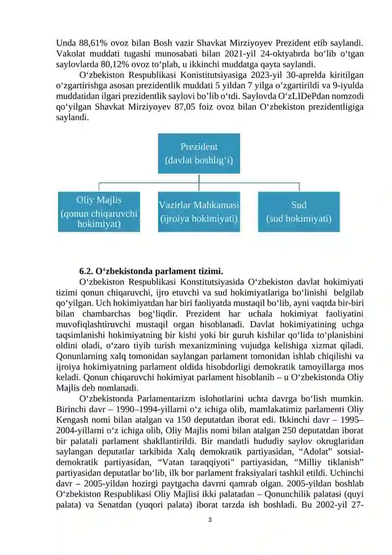 O‘ZBEKISTONDA DEMOKRATIK, FUQAROLIK JAMIYATI ASOSLARINING SHAKLLANISHI, AMALGA OSHIRILGAN SIYOSIY ISLOHOTLAR 3