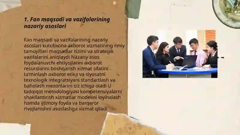 Kutubxona-axborot xizmati nazariyasi va amaliyoti fanining maqsadi va vazifalari 3