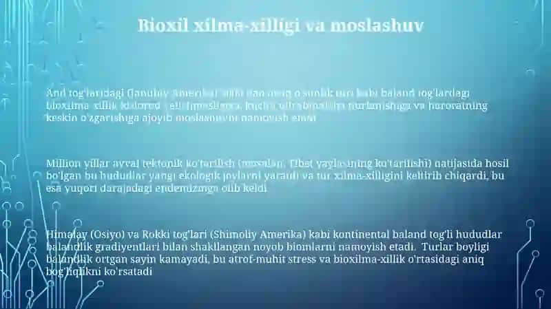 Materiklarda shakillangan balandlik mintaqalari 3