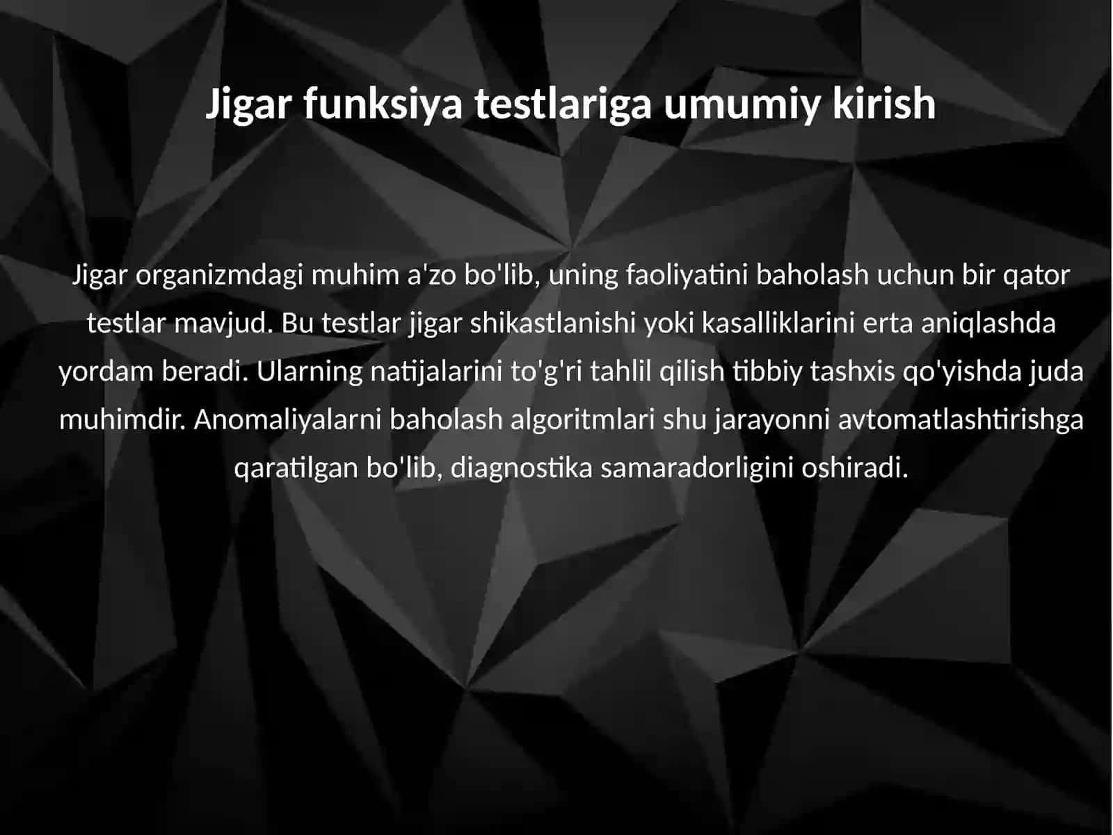 Jigar testlari anomaliyalarni baholash algoritmi 3