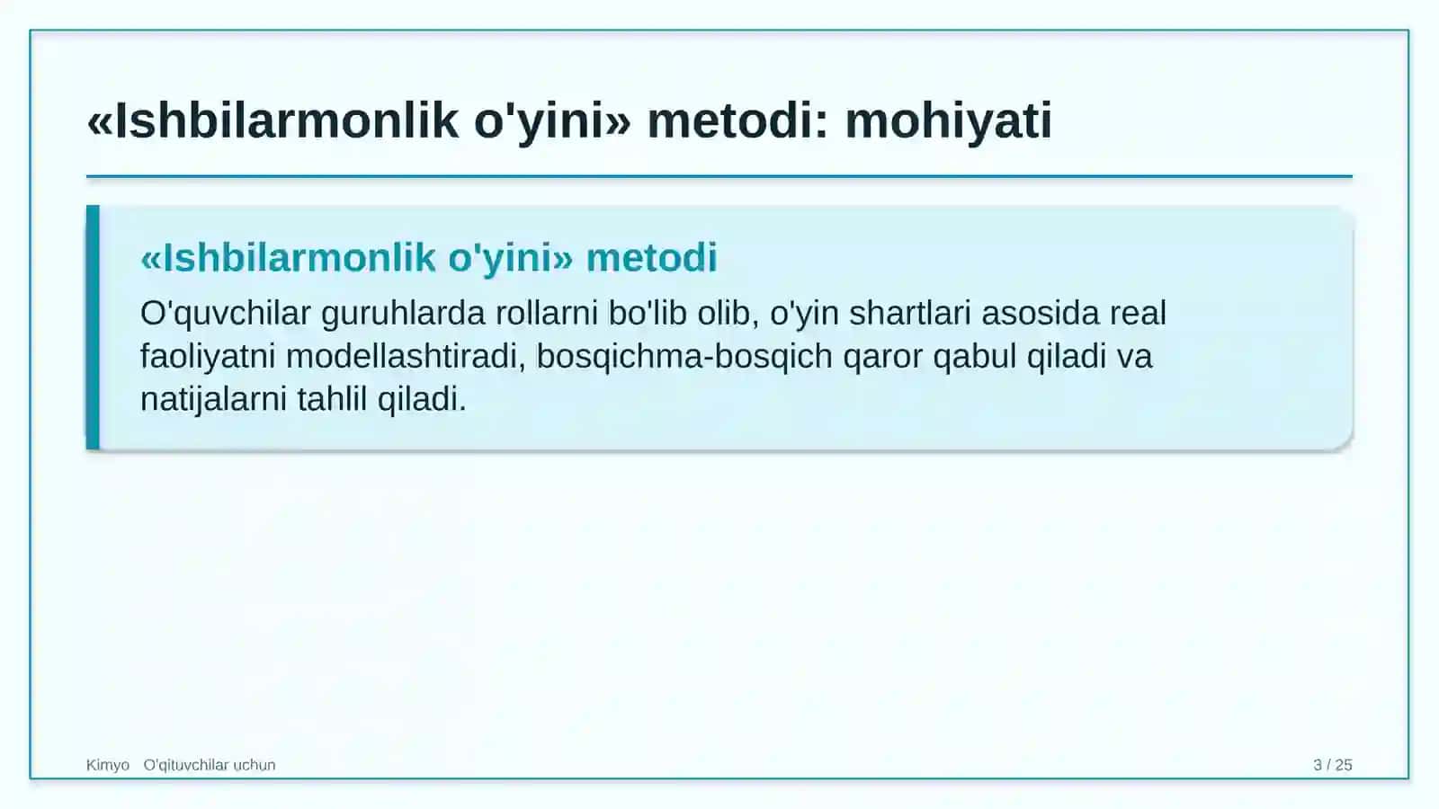 kimyo darslarida ishbilarmonlik o'yini metodidan foydalanish 6443 3