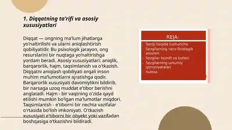 Diqqat va sezgi haqida tushuncha uning nerv fiziologik asoslari 3
