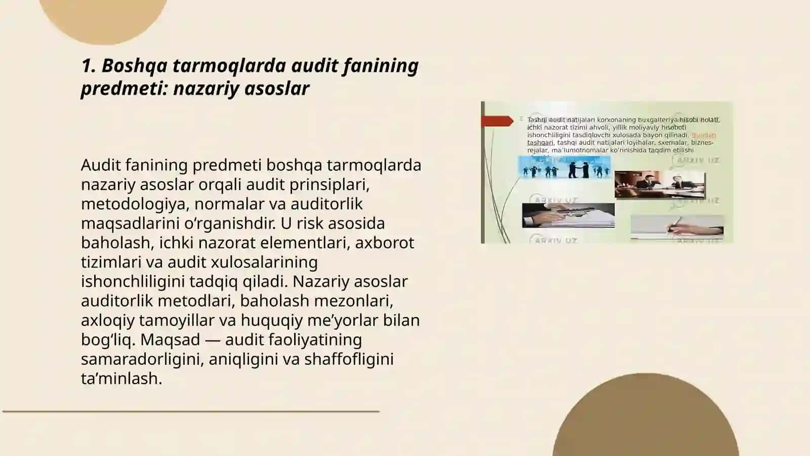 Boshqa tarmoqlarda audit fanining predmeti: nazariy asoslar 3