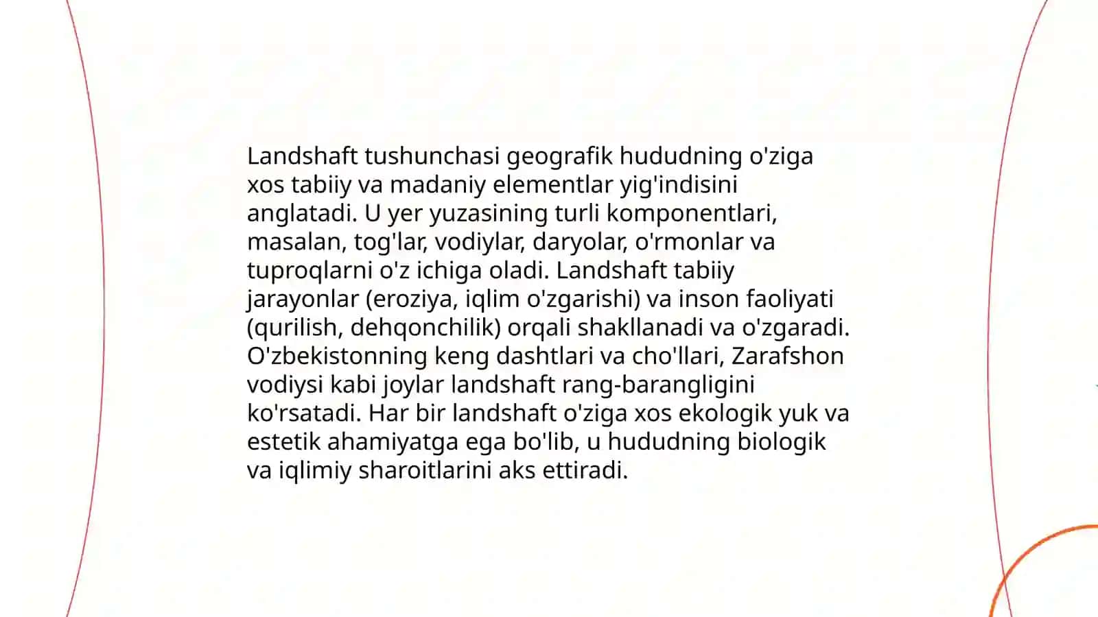 Landshaftlarning tizim sifatidagi xususiyatlarini o‘rganish 3