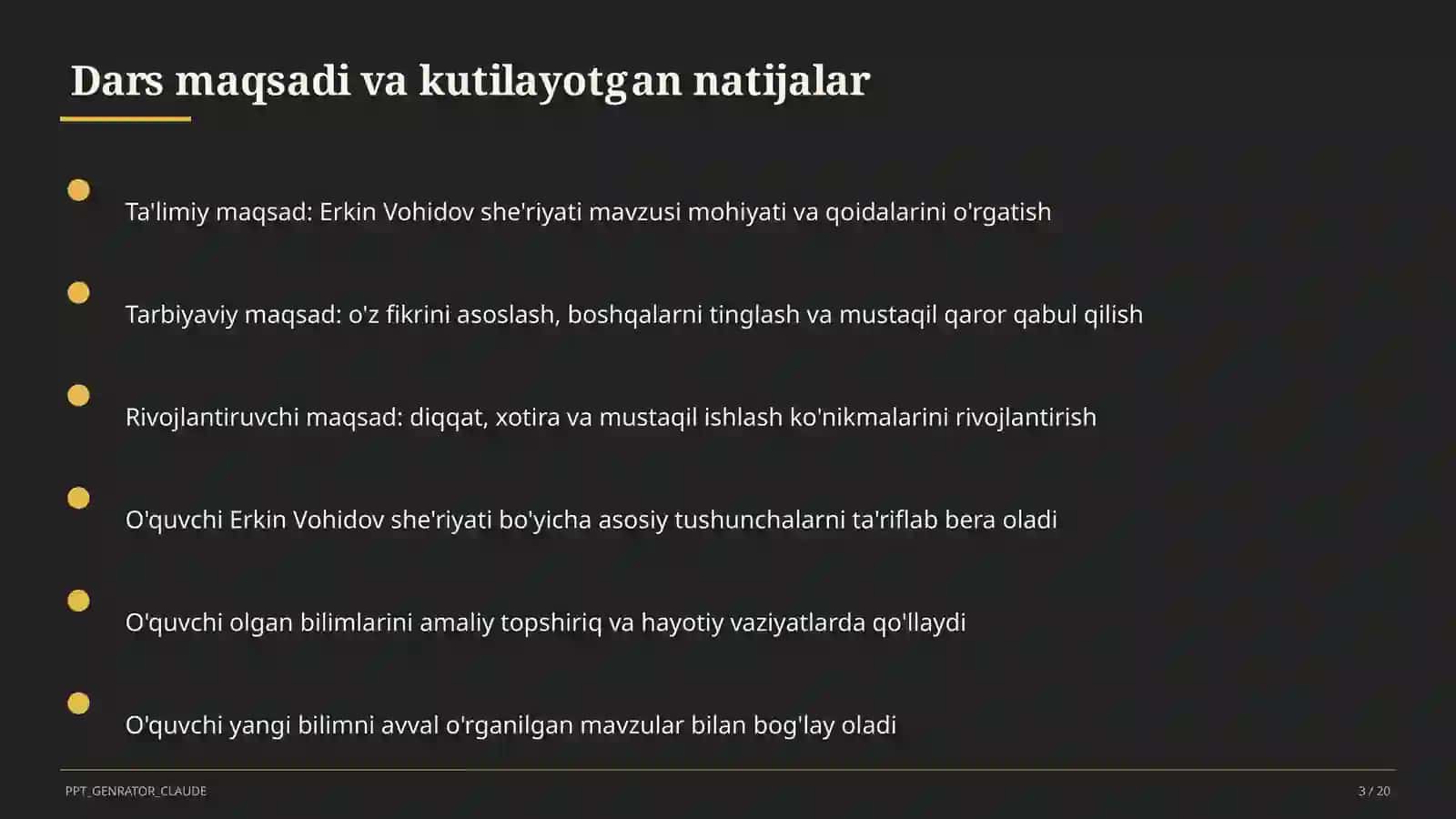 Erkin Vohidov she'riyati (8-sinf) 3
