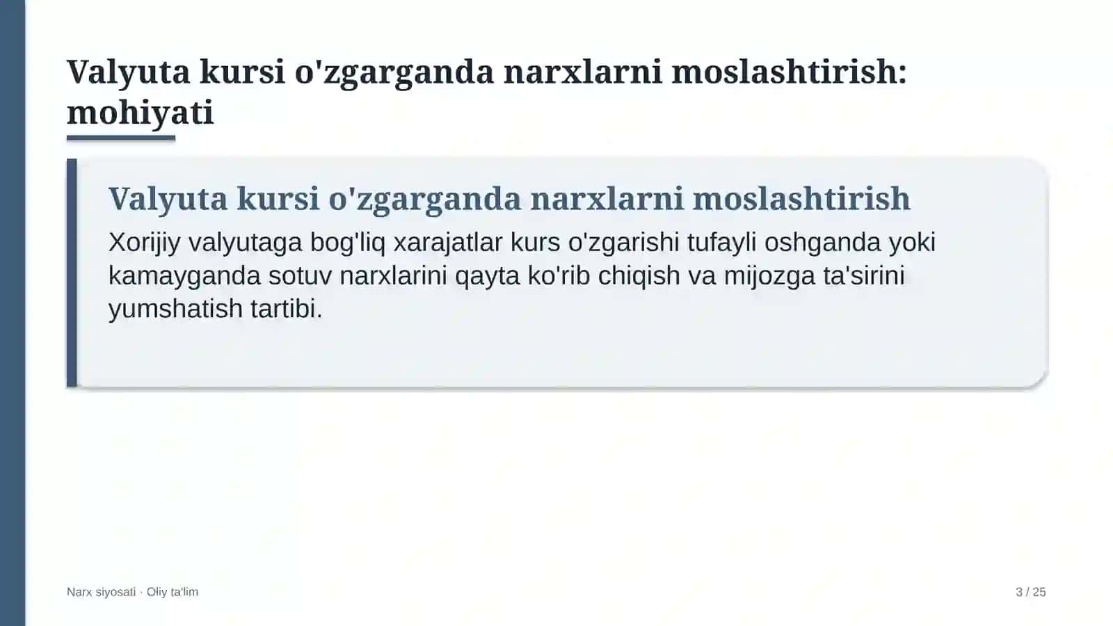 Xususiy telekanallarda valyuta kursi o'zgarganda narxlarni moslashtirish 3