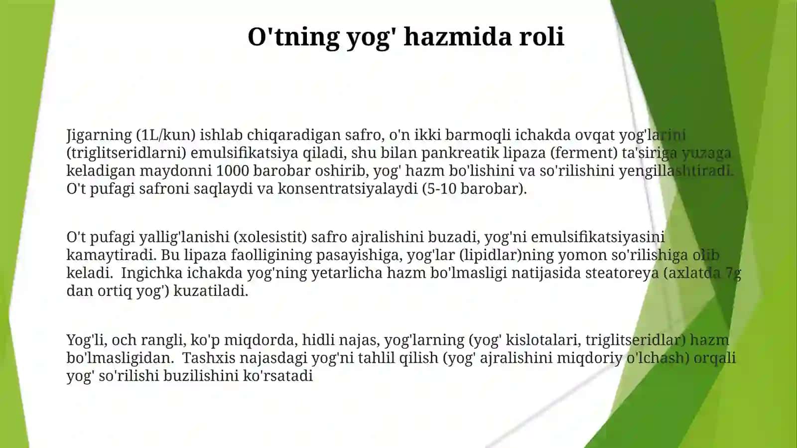 Xolesistitlardayoğlarhazimlanishinibuzilishi.Steotoriya 3