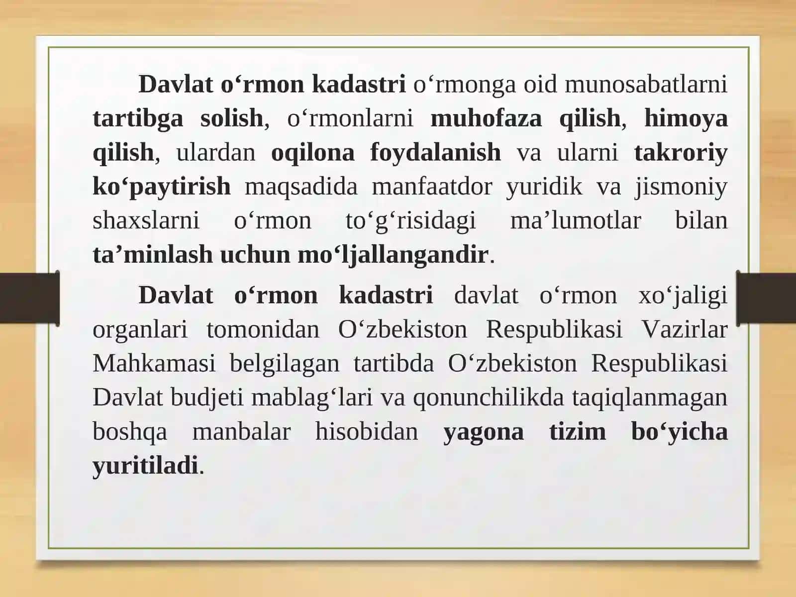 O‘RMON KADASTRIVA UNING HUQUQIY ASOSLARI 3