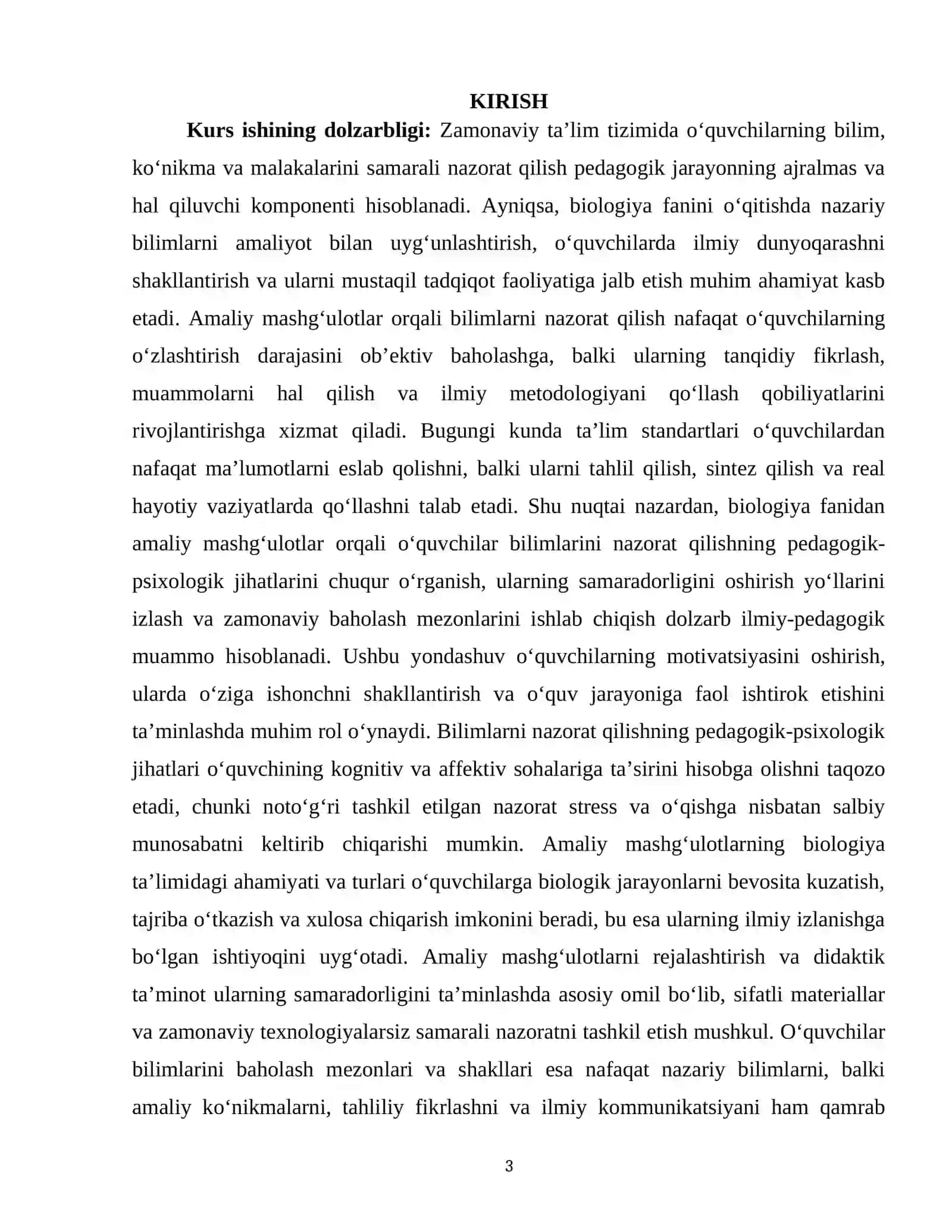 BIOLOGIYA FANIDAN AMALIY MASHG’ULOTLAR ORQALI O’QUVCHILAR BILIMLARINI NAZORAT QILISH 3
