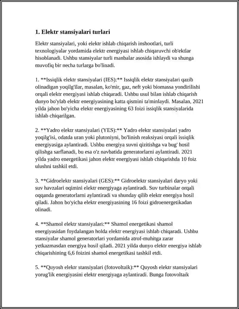 ENG YUQORI QUVVATLI ELEKTR STANSIYALARI HAQIDA MA’LUMOTLAR 3