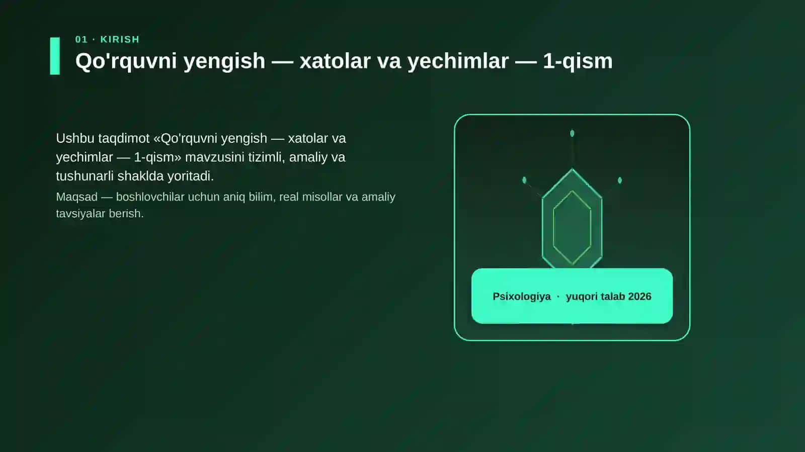 Qo'rquvni yengish — xatolar va yechimlar — 1-qism 3