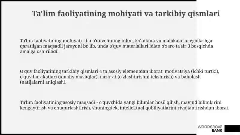 Talabada o'qish faoliyati 3