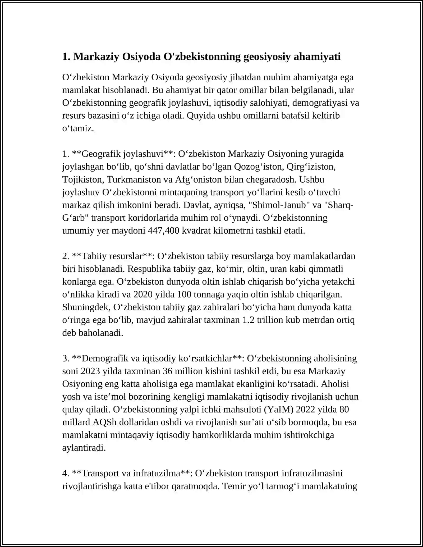 O‘ZBEKISTONNING MARKAZIY OSIYODA TINCHLIK VA BARQARORLIKNI TAMINLASHIDAGI ORNI 3