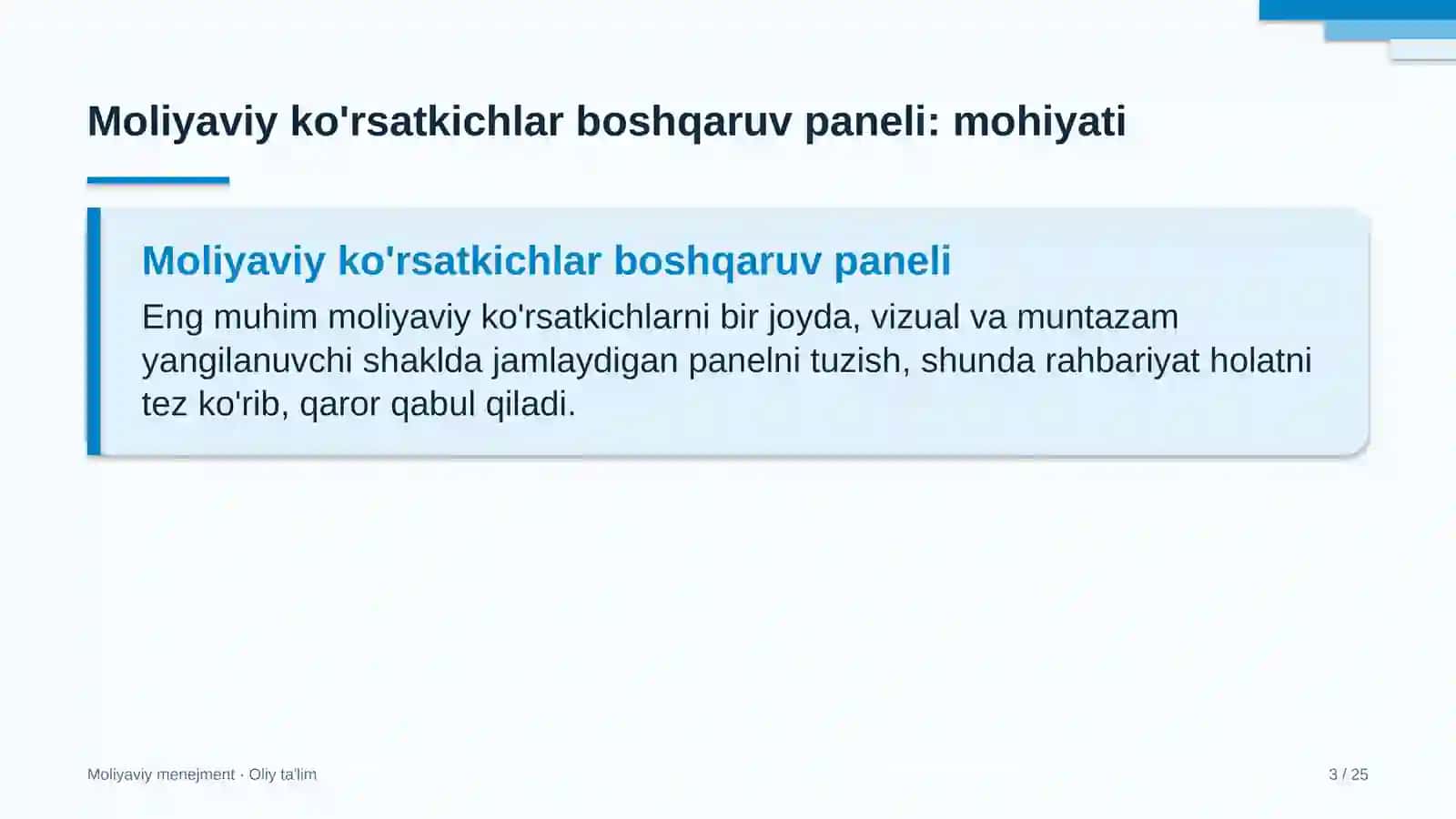 butik mehmonxonalarda moliyaviy ko'rsatkichlar boshqaruv panelini yaratish 2862 3