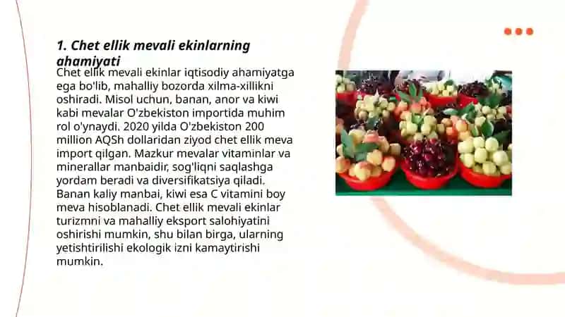 Chet ellik mevali ekinlarning ahamiyati 3