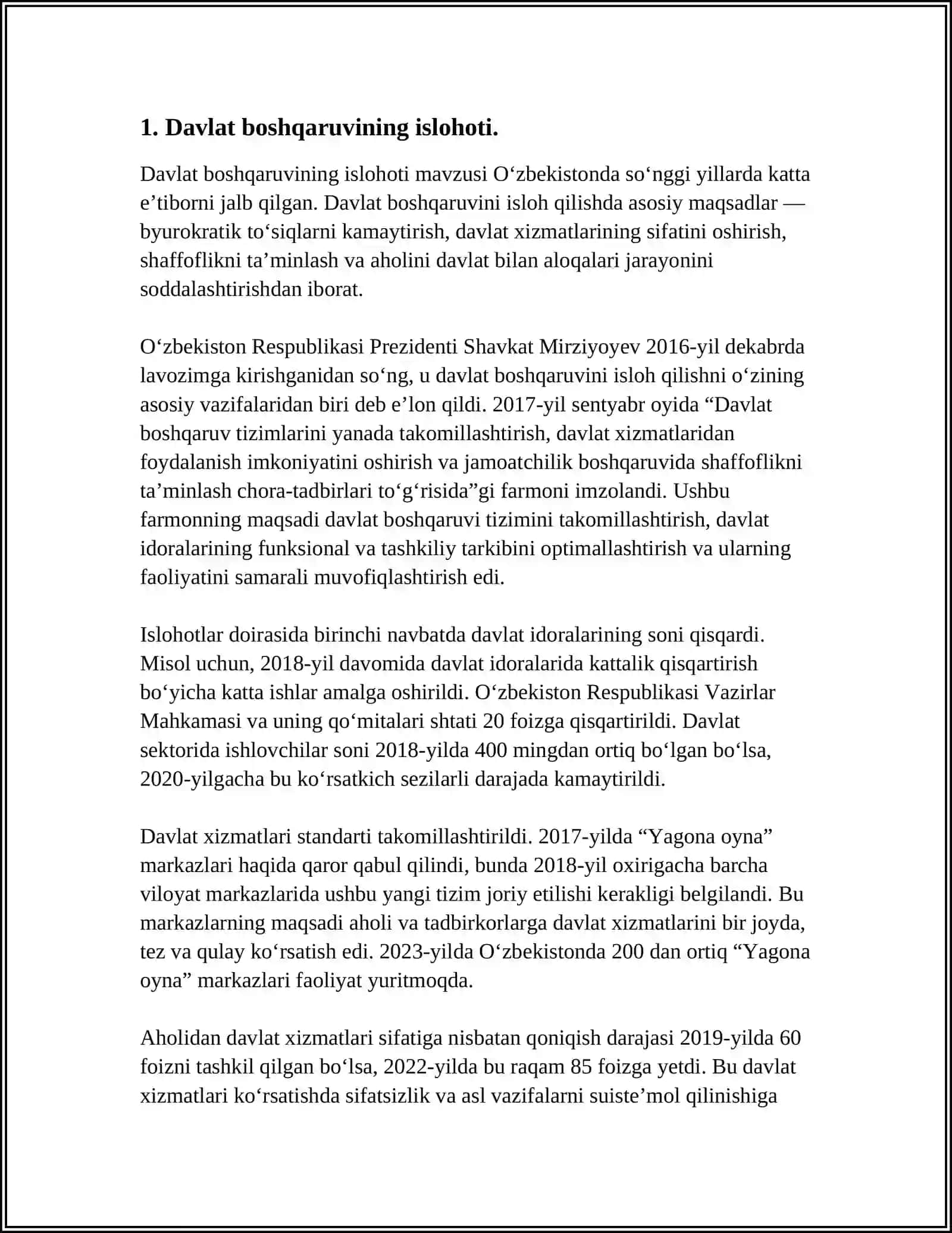 MUSTAQILLIK YILLARIDA BOSHQARUV TIZIMIDA AMALGA OSHIRILGAN ISLOHOTLAR 3