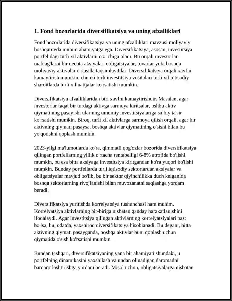 FOND BOZORLARIGA INVESTITSIYA KIRITISHNING AFZALLIKLARI VA KAMCHILIKLARI 3