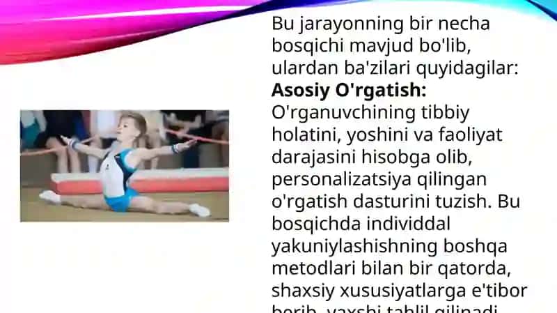 Gimnastika mashg’ulotlarini o’rgatish uslubiyatlari 3