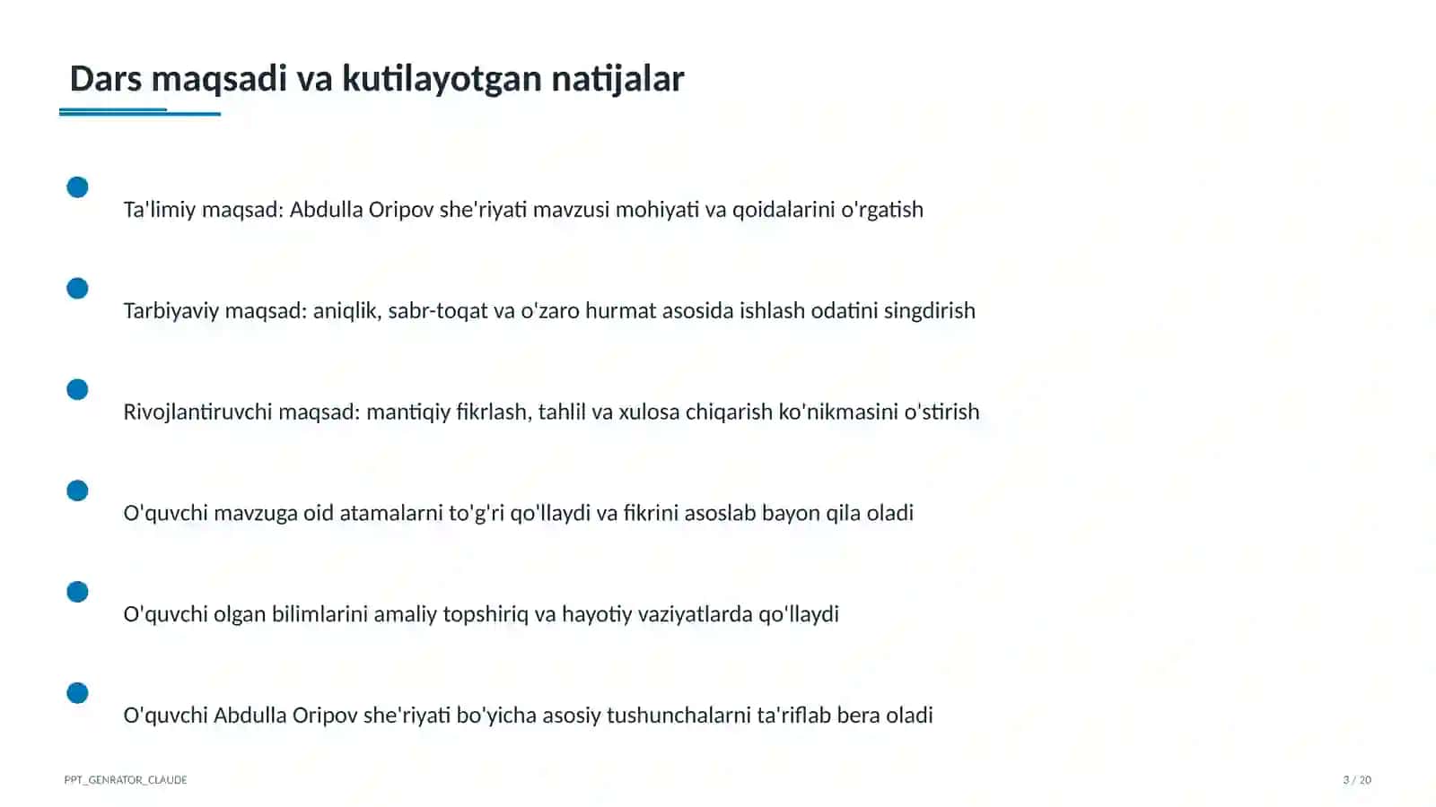 Abdulla Oripov she'riyati (9-sinf) 3