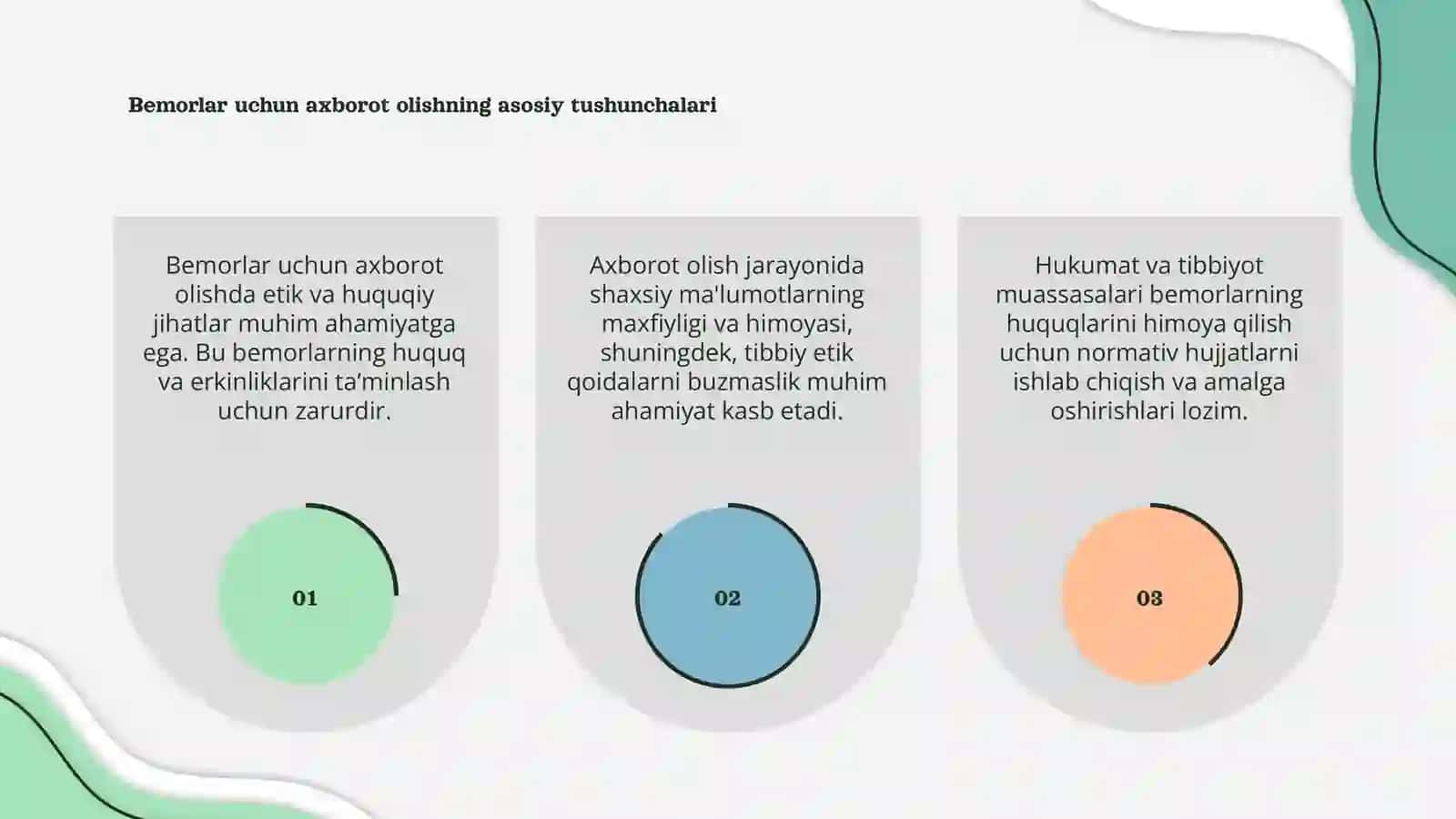 Bemorlar uchun axborot olish masalasining etik va huquqiy jihatlari 3