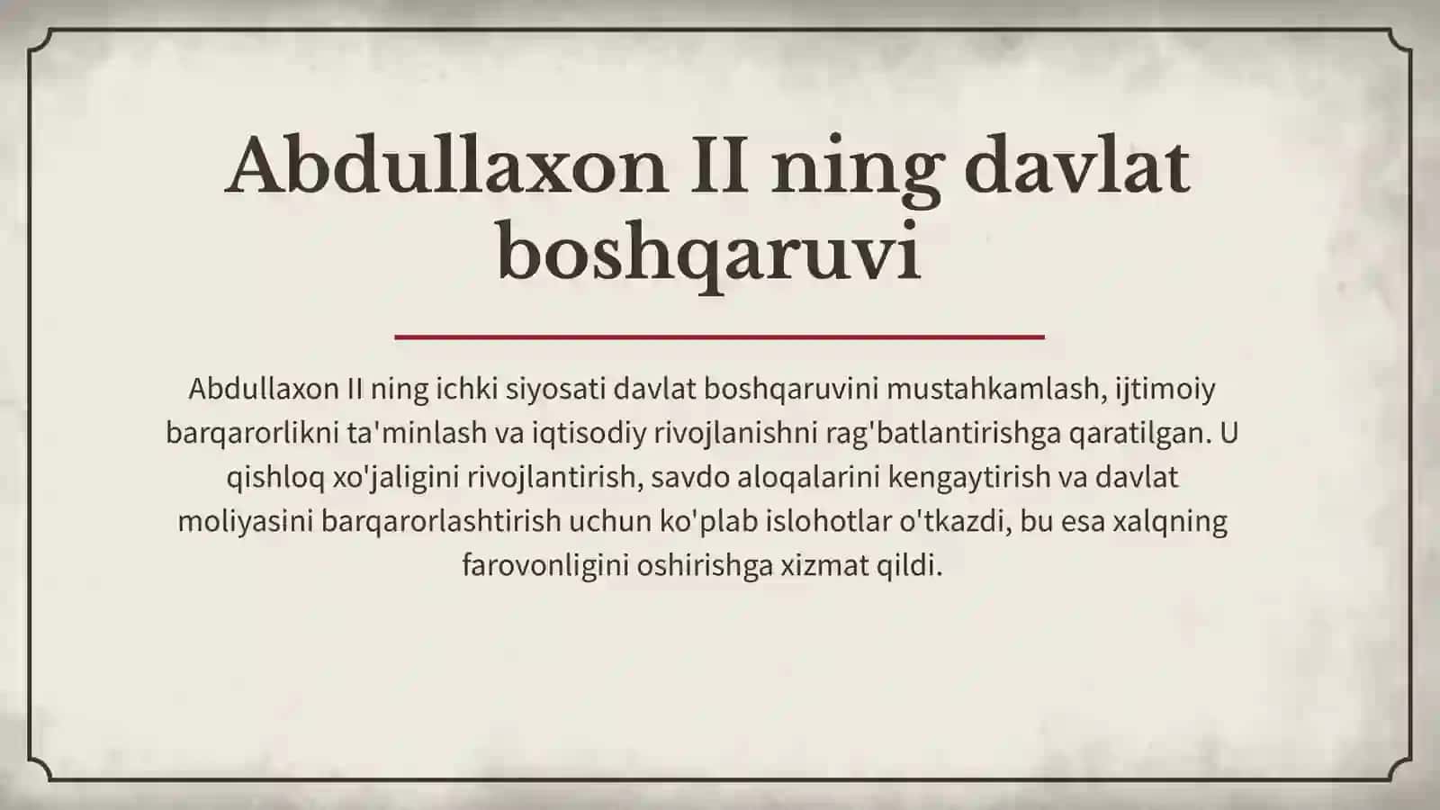 Abdullaxon II ning ichki va tashqi siyosati 3