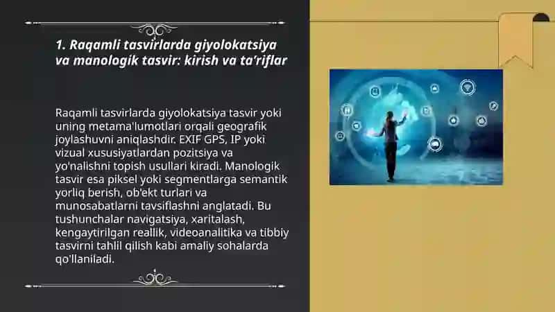Raqamli tasvirlarda giyolokatsiya va manologik tasvir 3