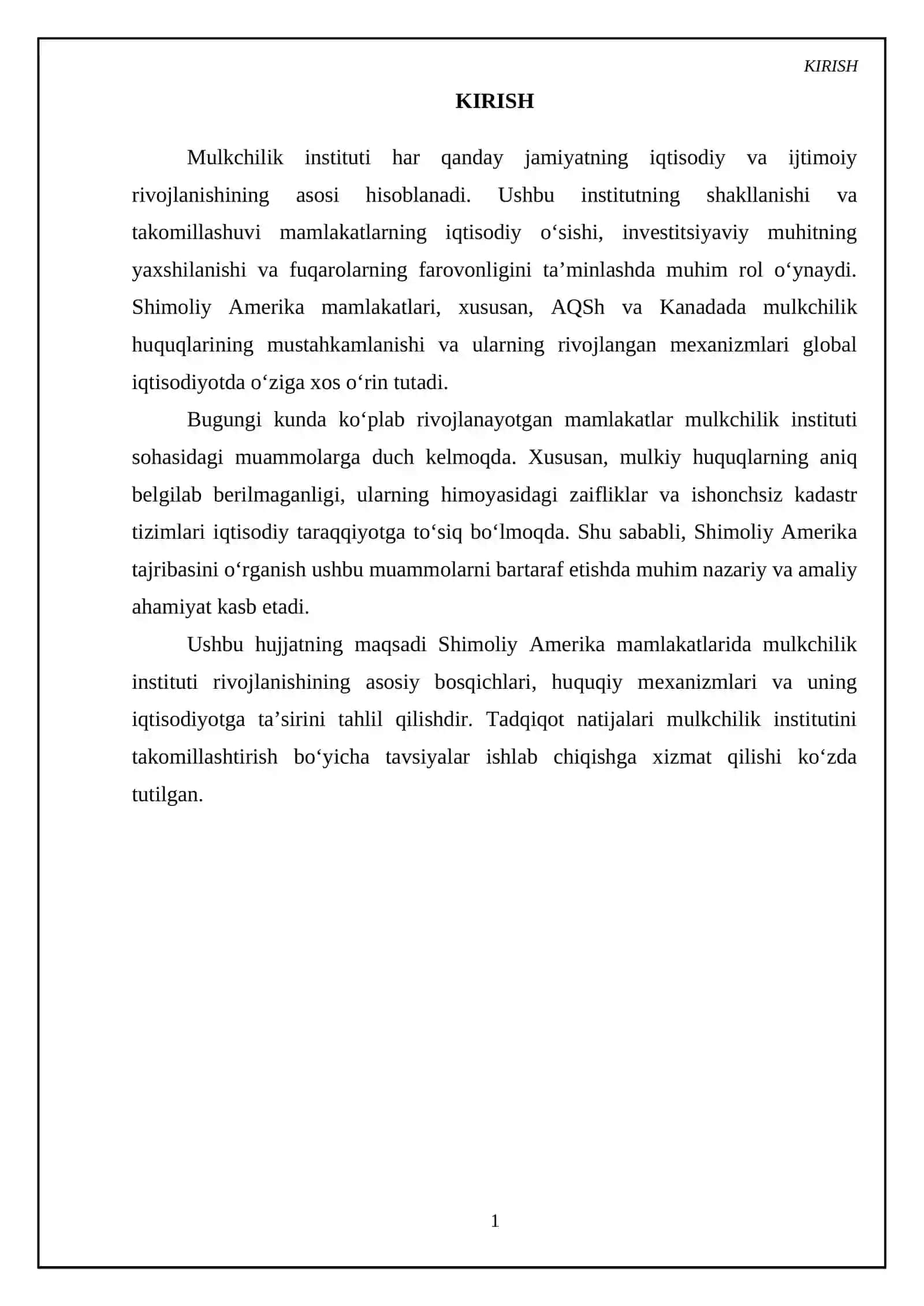 Mulkchilik instituti rivojlanishining SHimoliy Amerika mamlakatlarda rivojlangan yo‘llari 3
