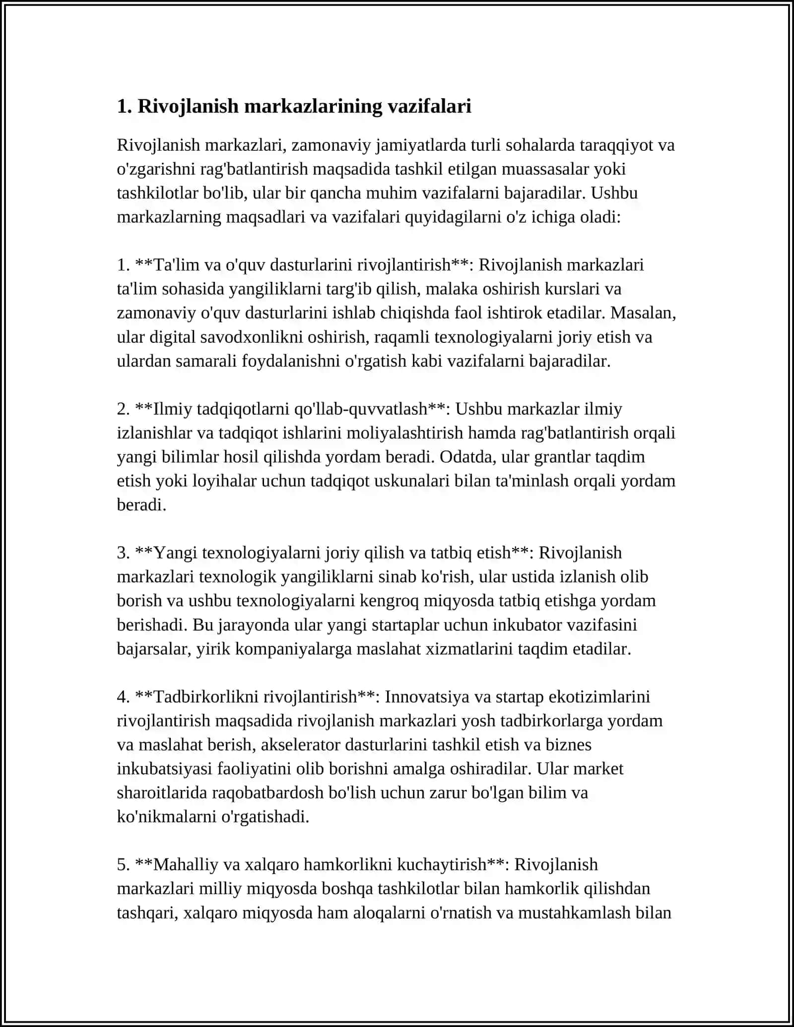 RIVOJLANISH MARKAZLARINING FAOLIYATI MAVZUSIDA YORIQNOMA 3