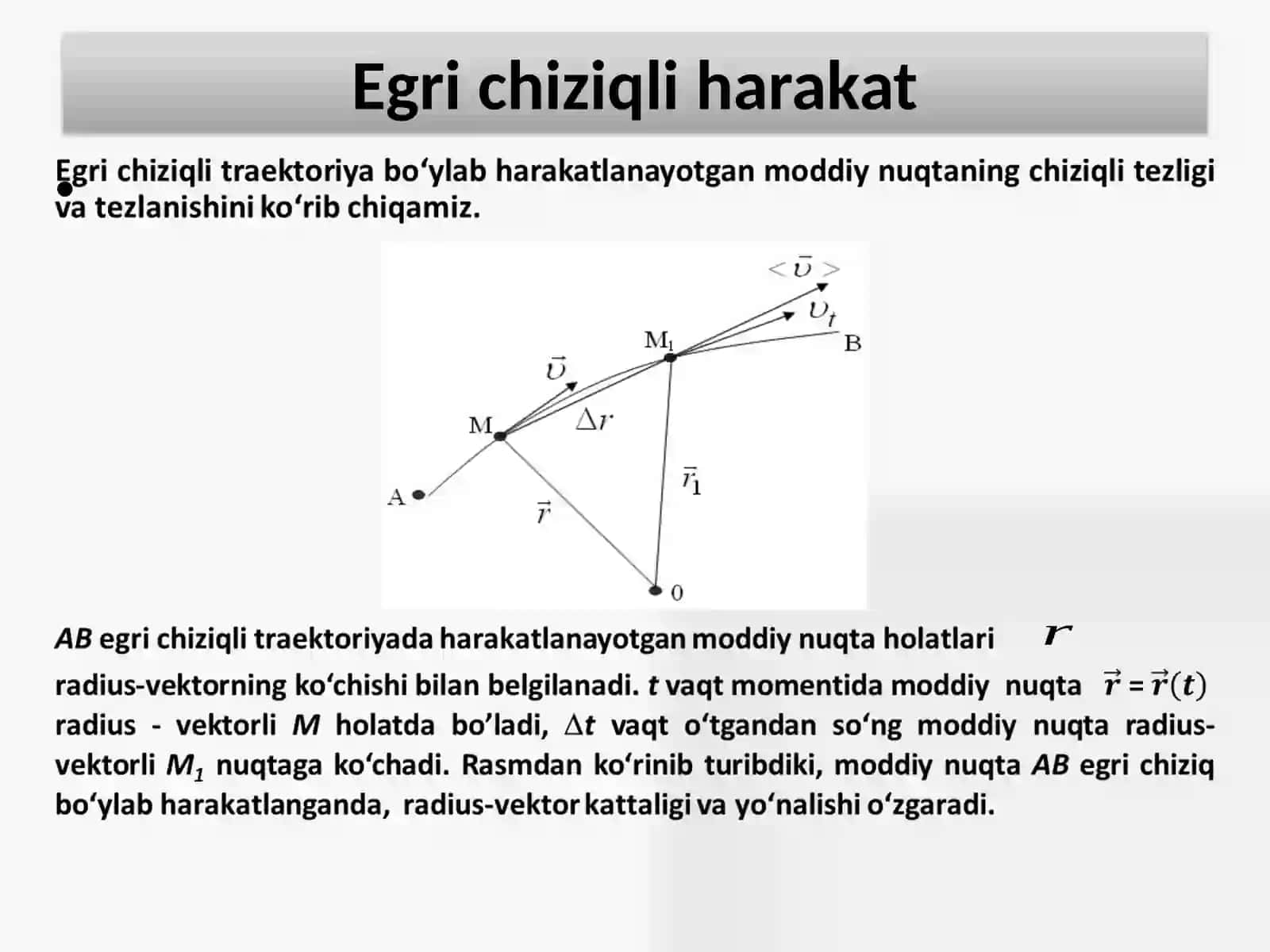 Egri  chiziqli harakat tezlik va tezlanish 3