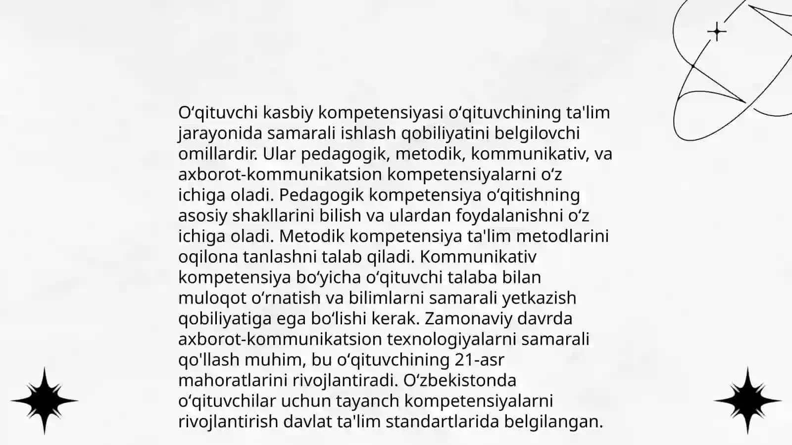 Oʻqituvchi kasbiy kompetensiyasi 3