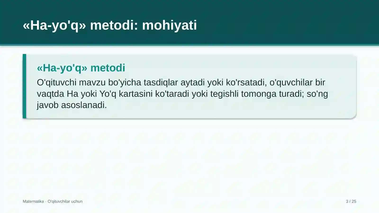 matematika darslarida ha yo'q metodidan foydalanish 5792 3