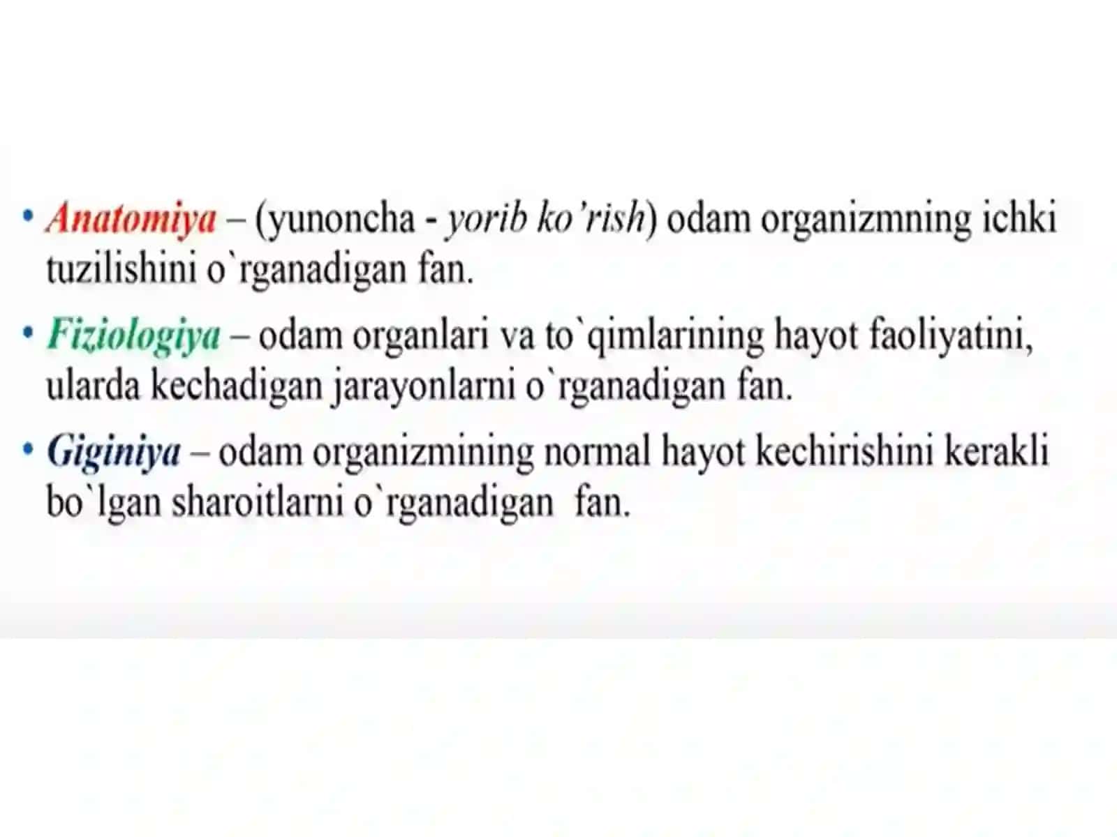 Anatomiyava fiziologiya faniga kirish. Odam organizmidagi hujayra va to'qimalarning tuzilishi 3