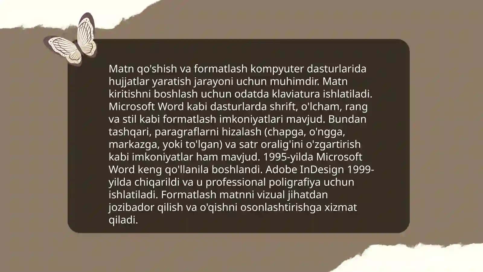 Matn qo'shish va formatlash 3