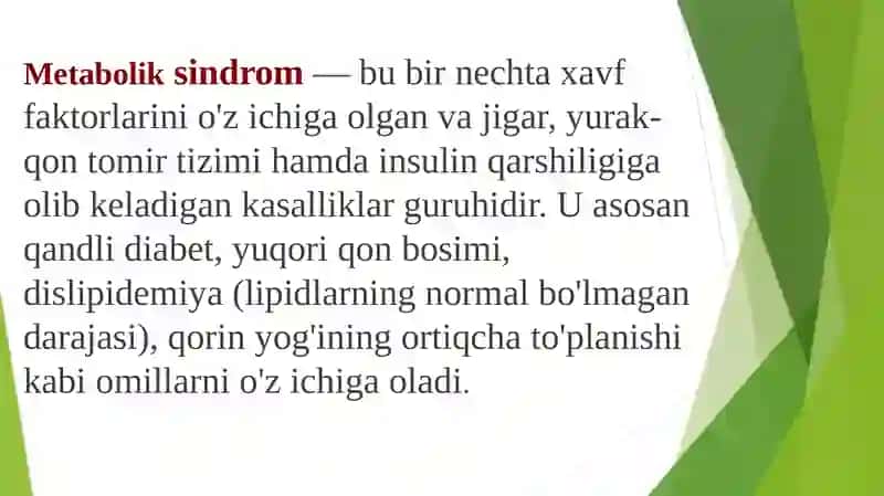 Metabolik sindrom kelib chiqishining biokimyoviy asoslari va asoratlari 3