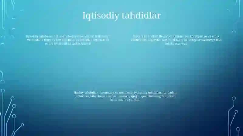 Xavfsizlikka Taxdid Soluvchi Harbiy,Iqtisodiy, Siyosiy Va MaʼNaviy Omillar Va Ularga Qarshi Kurash 3