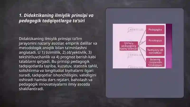 Pedagogikaning didaktik prinsiplari, ilmiy tadqiqot metodlari shakllari 3