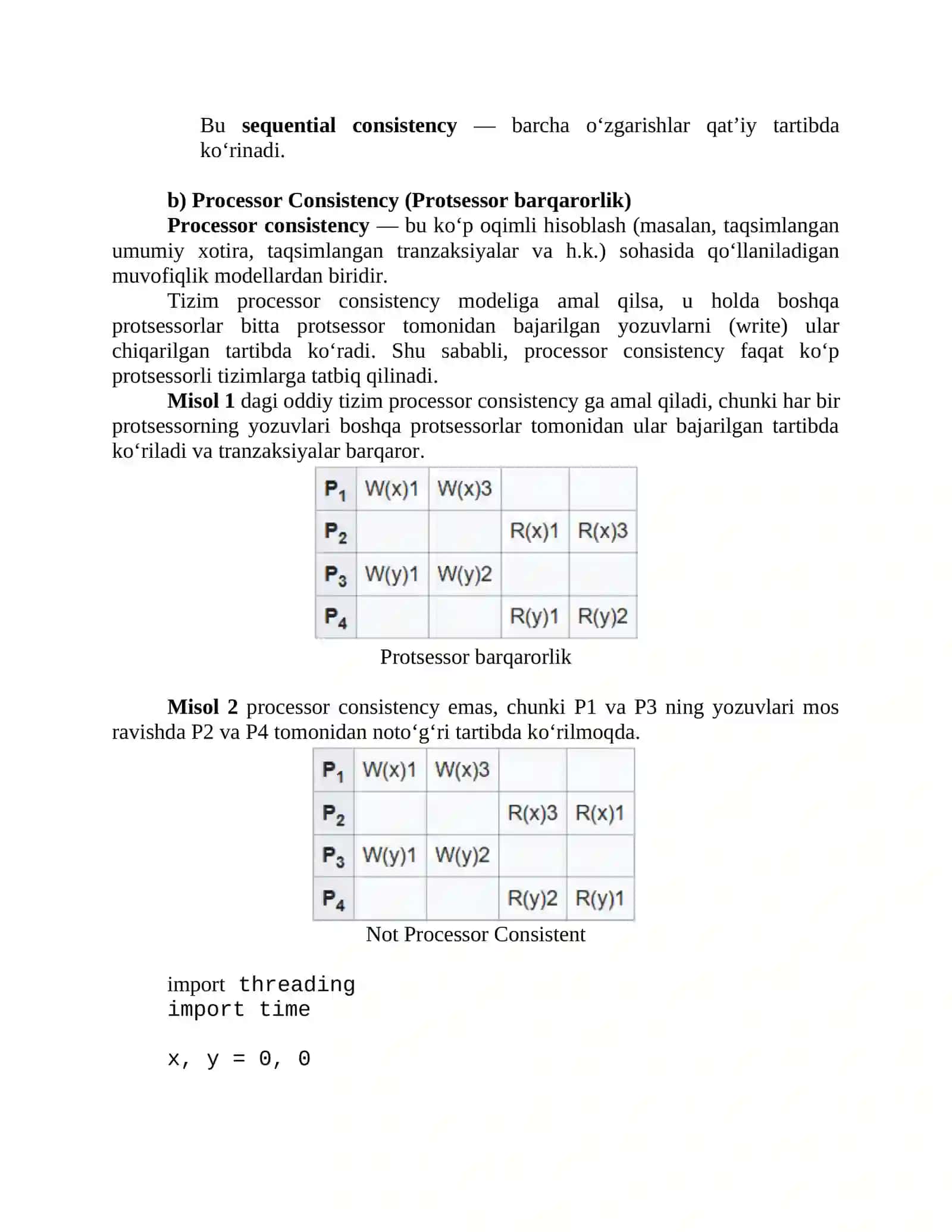 Xotira barqarorligi (Memory Consistency) 3