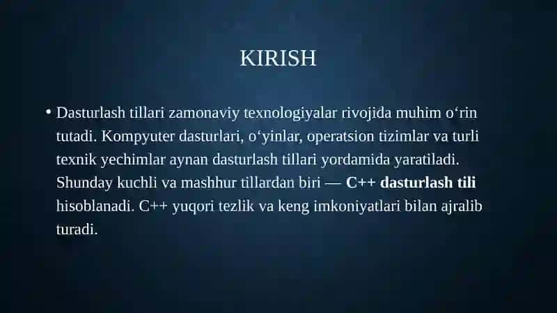 C++ dasturlash tili haqida 3