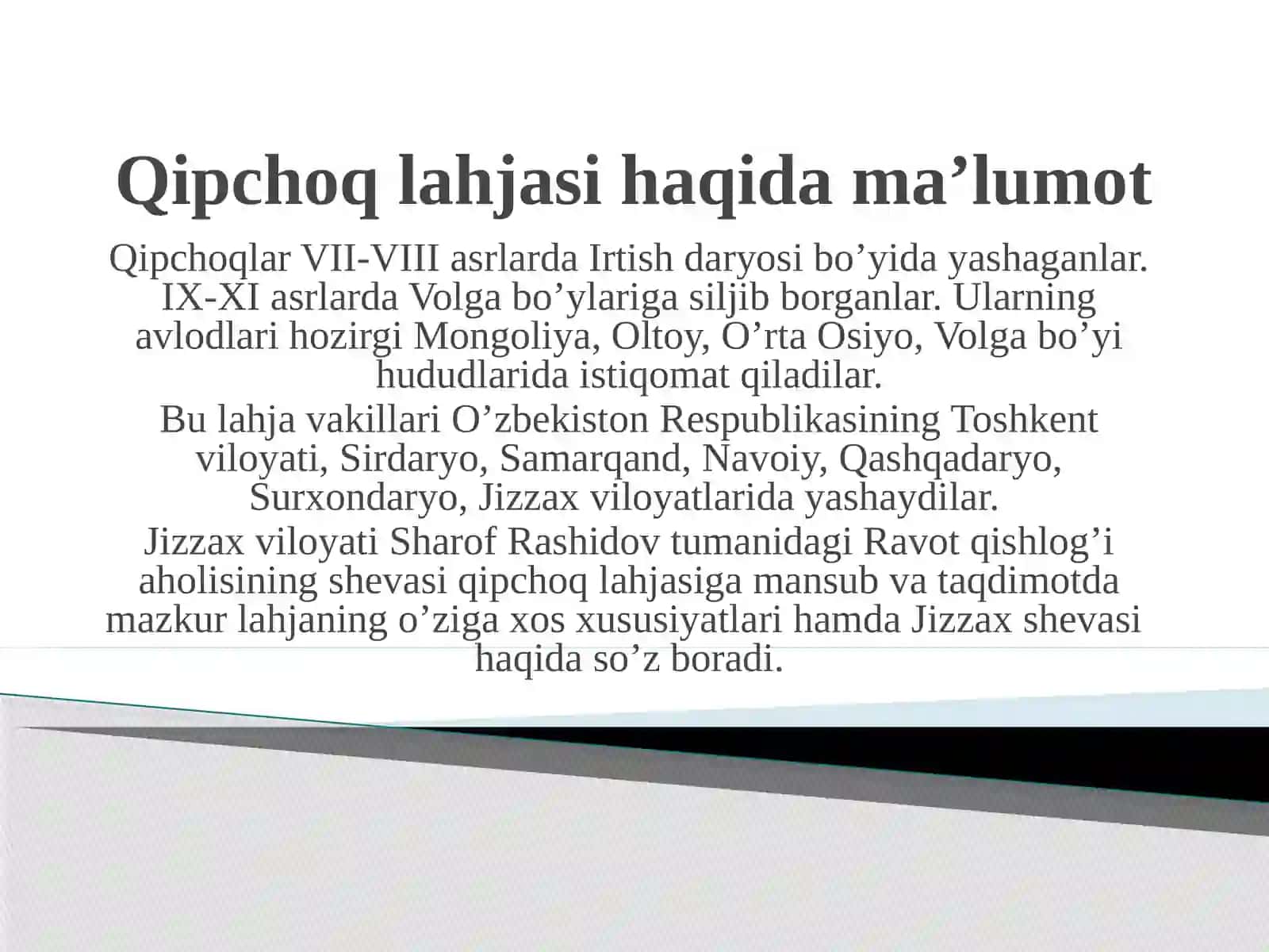 Qipchoq lahjasining o’ziga xos xususiyatlari (Jizzax shevasi asosida) 3