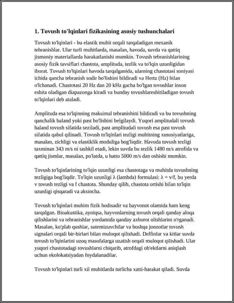 TOVUSH TO'LQINLARI BIOAKUSTIKA ASOSLARI 3