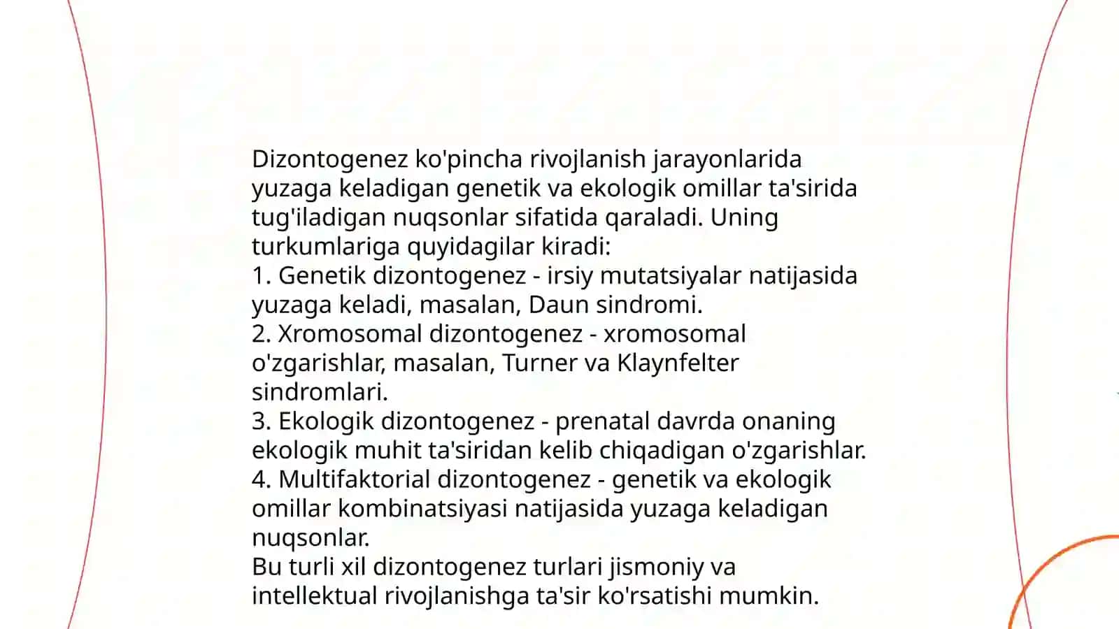 Dizontogenez parametrlari 3